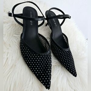 Madden Girl Ankle Strappy Mesh Embellished Pointed Toe Kitten Heel Mules🌴